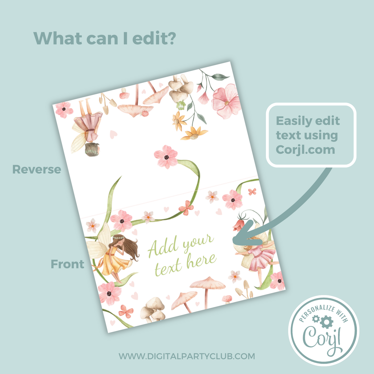 Editable Birthday Food Label / Name Card - Fairy