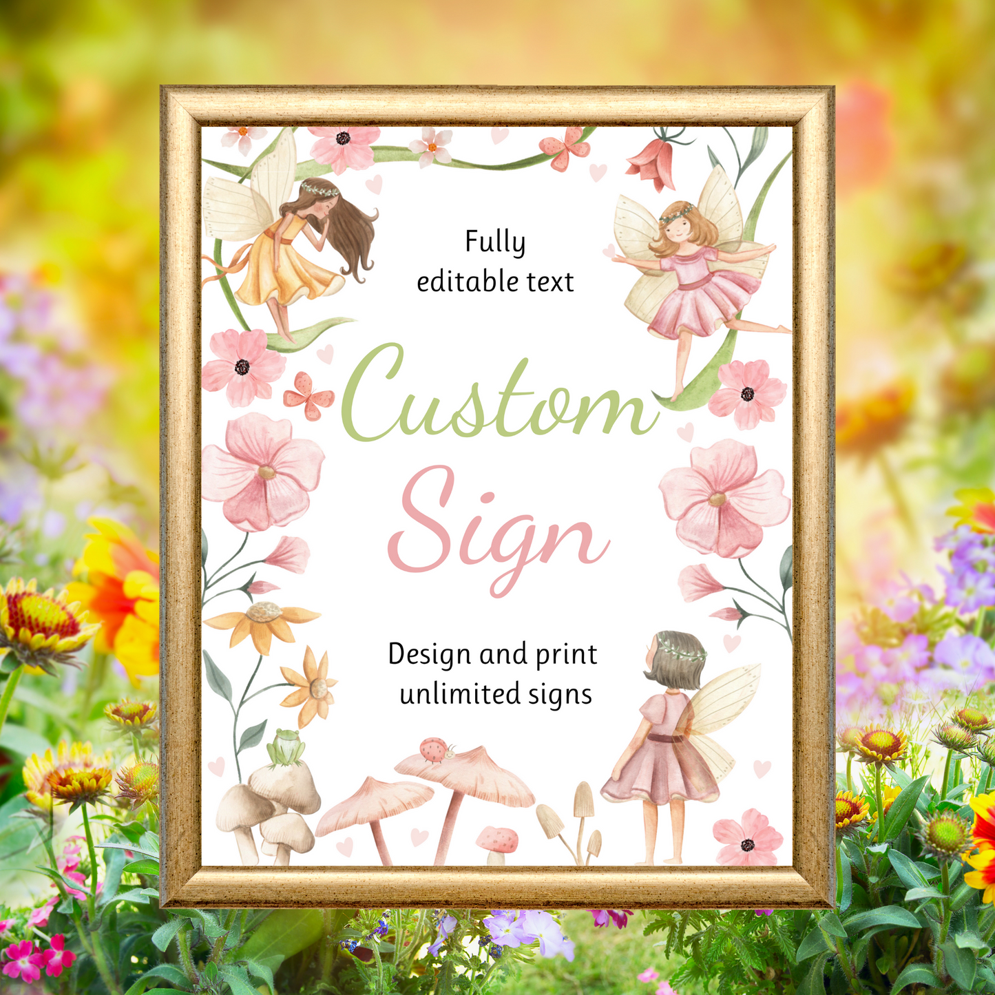 Editable Birthday Custom Sign - Fairy