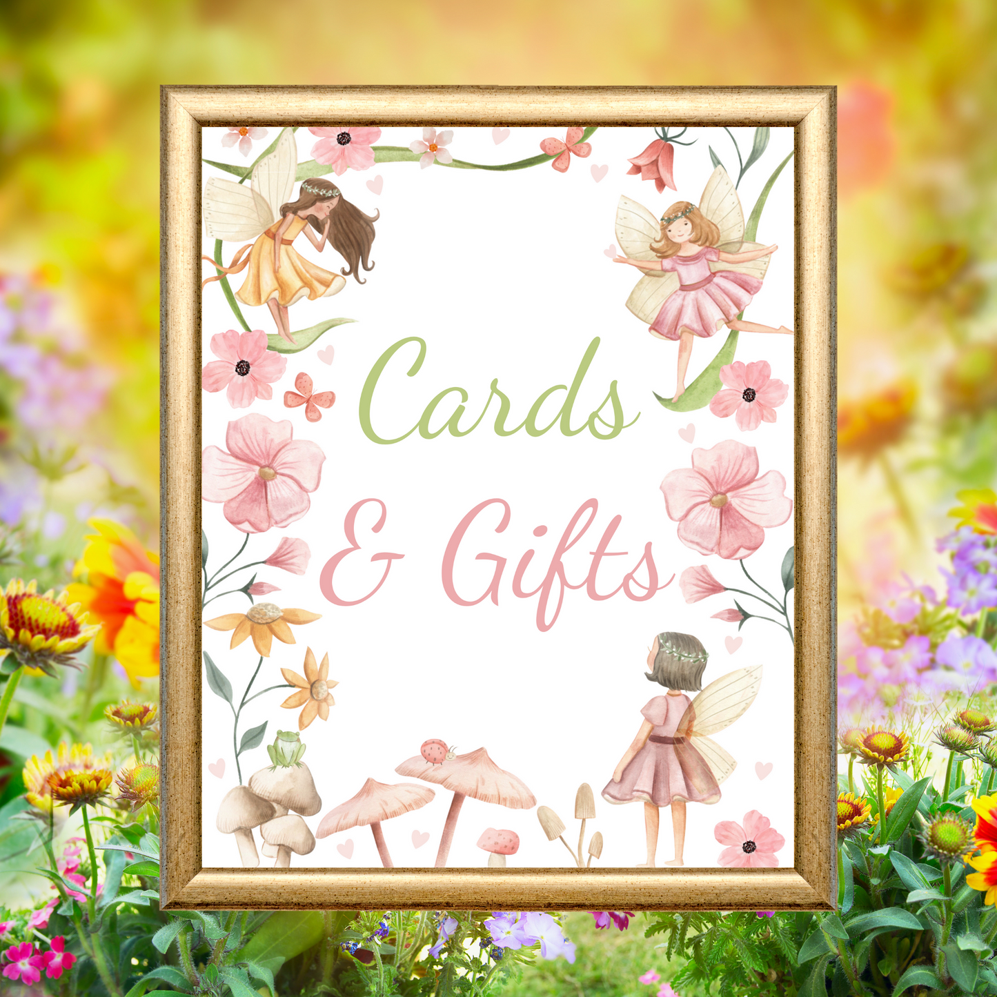 Printable Birthday Cards and Gifts Sign - Fairy