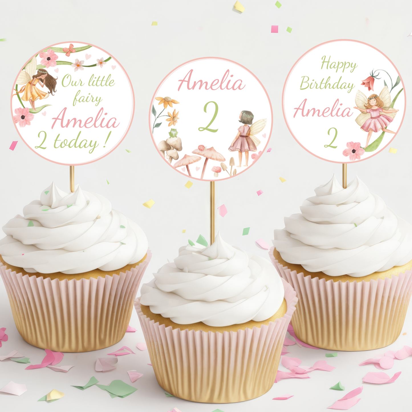 Editable Birthday Cupcake Toppers - Fairy