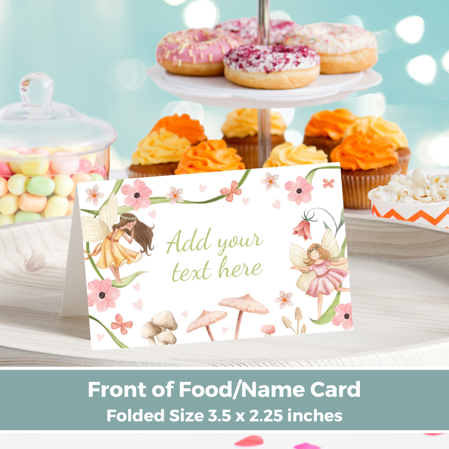 Editable Birthday Food Label / Name Card - Fairy