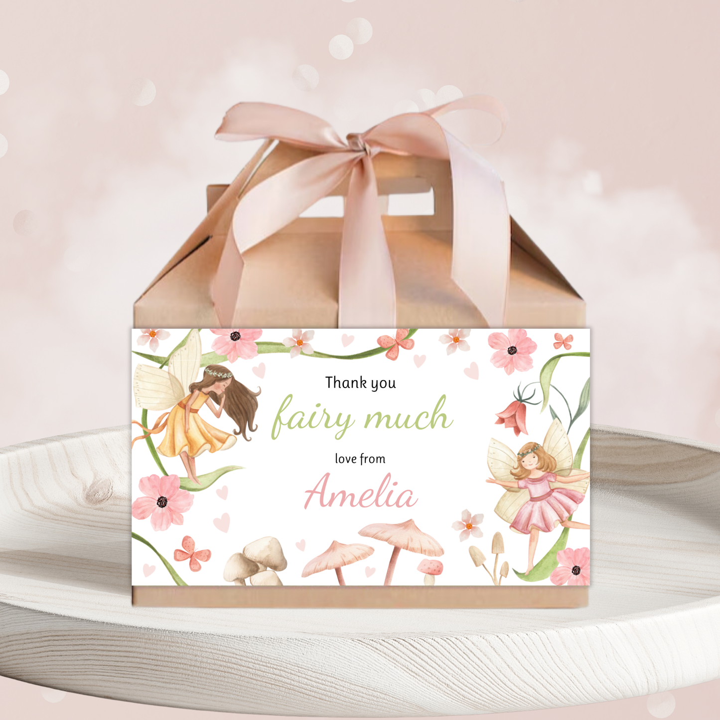 Editable Birthday Gable Box Label - Fairy