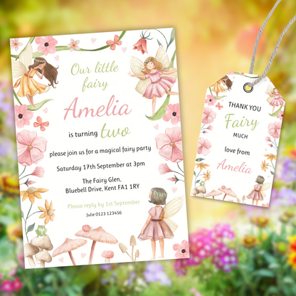 Editable Birthday Invitation and FREE Thank You Tag - Fairy