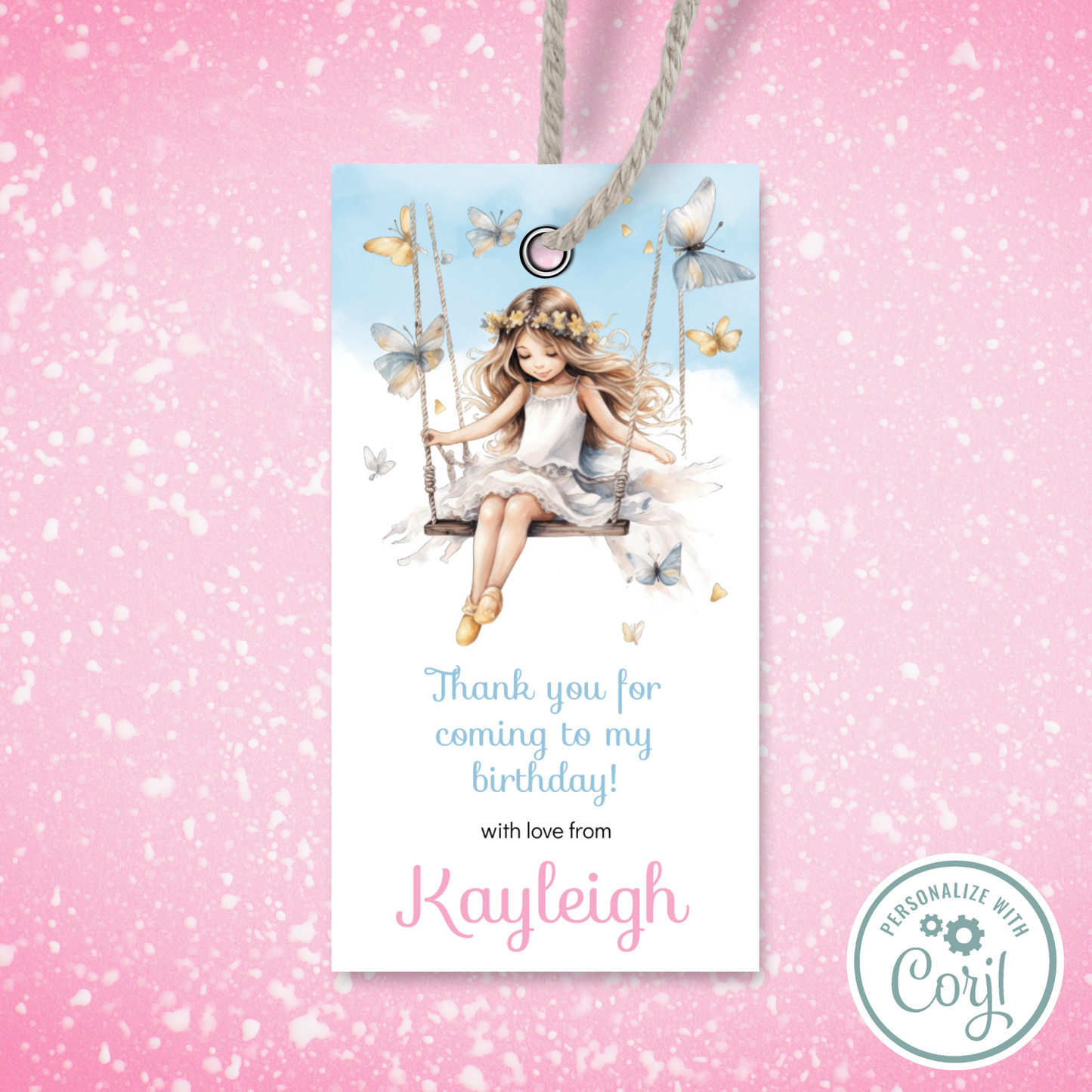 Editable Birthday Thank You Tag - Fairy Princess