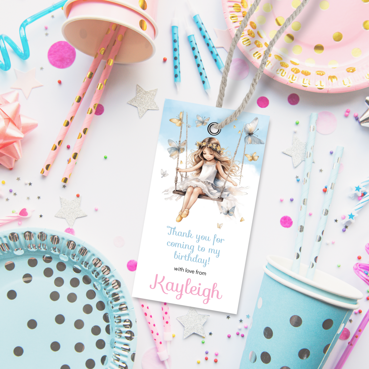 Editable Birthday Thank You Tag - Fairy Princess