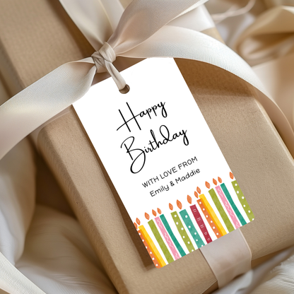 Editable Birthday Gift Tag - Candles