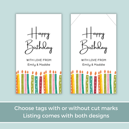 Editable Birthday Gift Tag - Candles