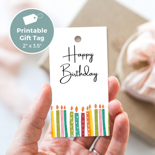 Printable Birthday Gift Tag - Candles