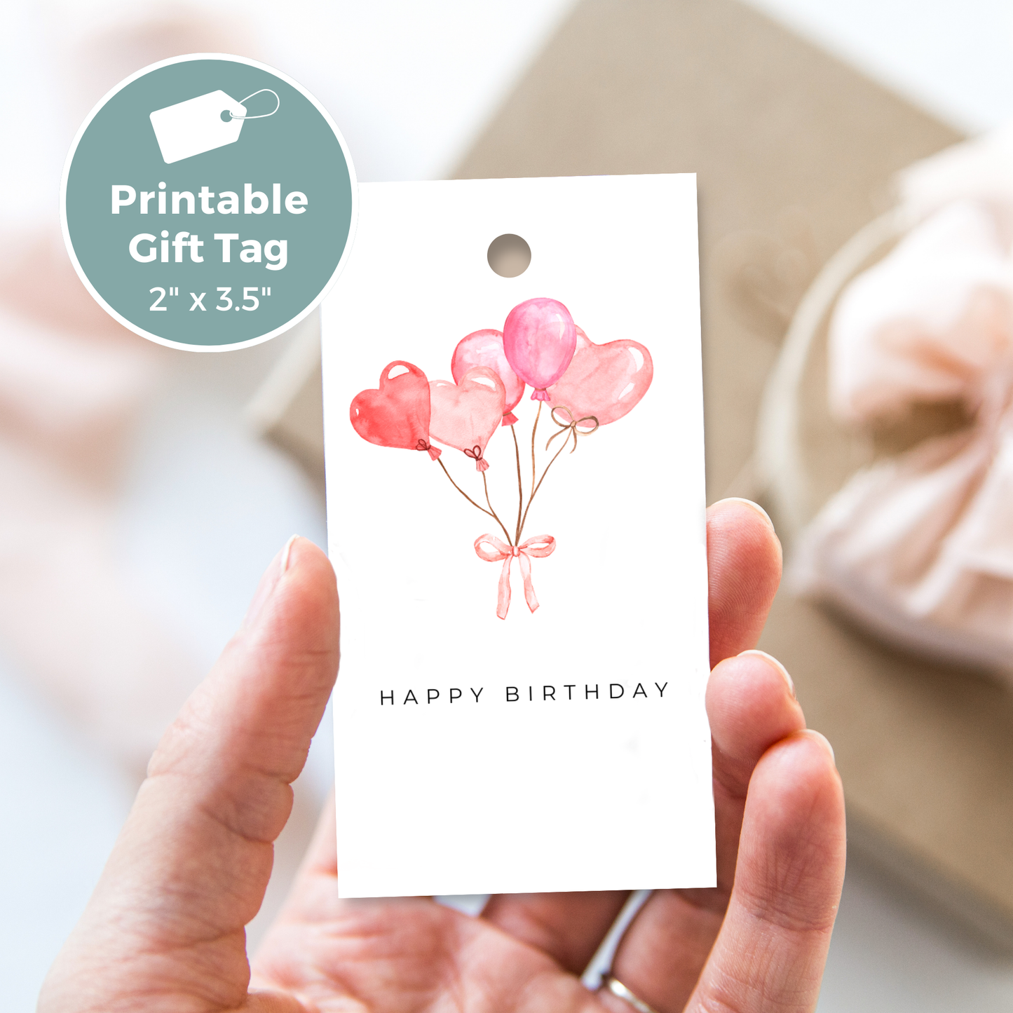 Printable Birthday Gift Tag - Balloons