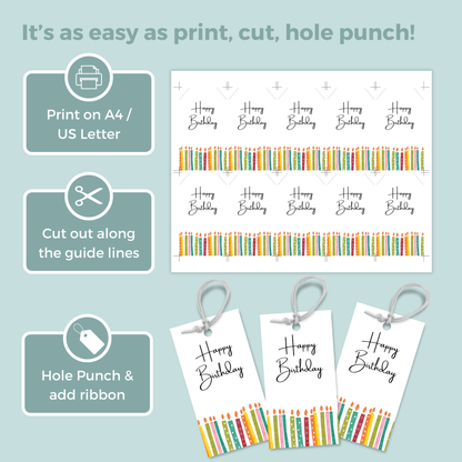 Printable Birthday Gift Tag - Candles