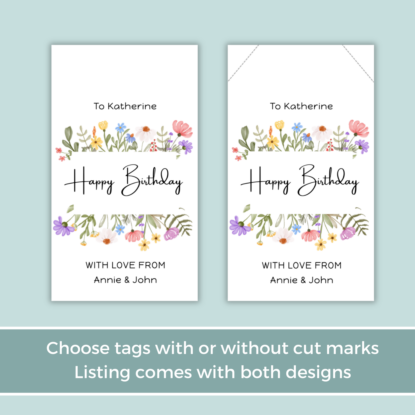 Editable Birthday Gift Tag - Flowers