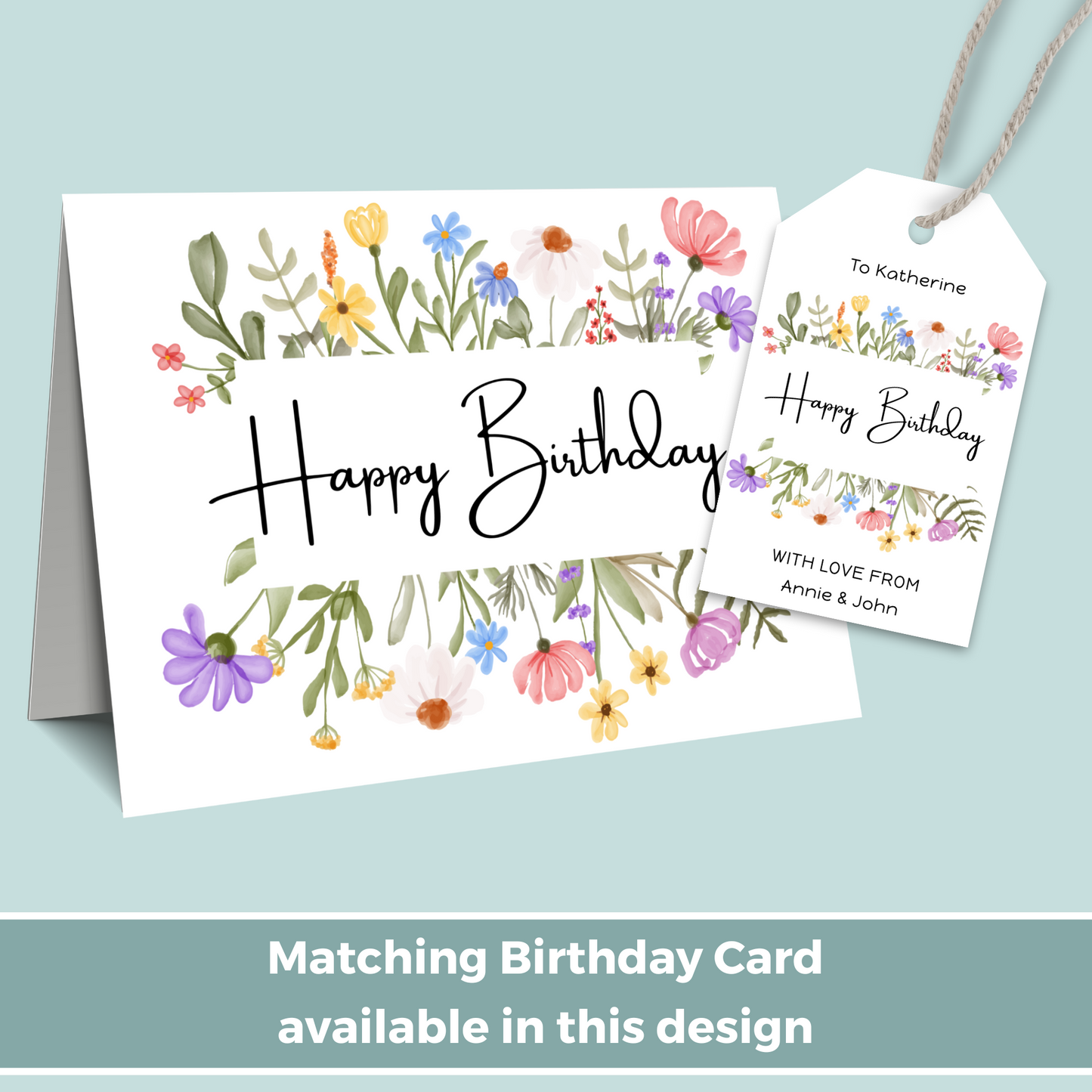 Editable Birthday Gift Tag - Flowers