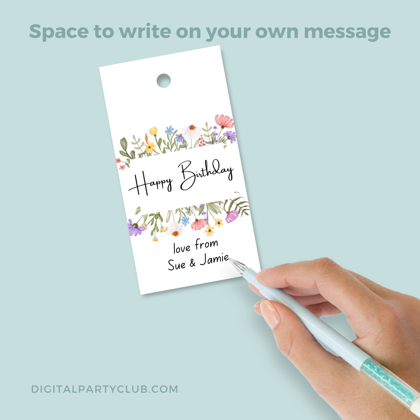 Printable Birthday Gift Tag - Flowers