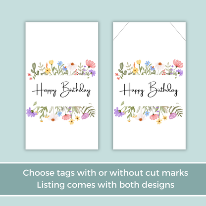 Printable Birthday Gift Tag - Flowers