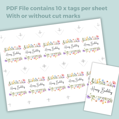 Printable Birthday Gift Tag - Flowers