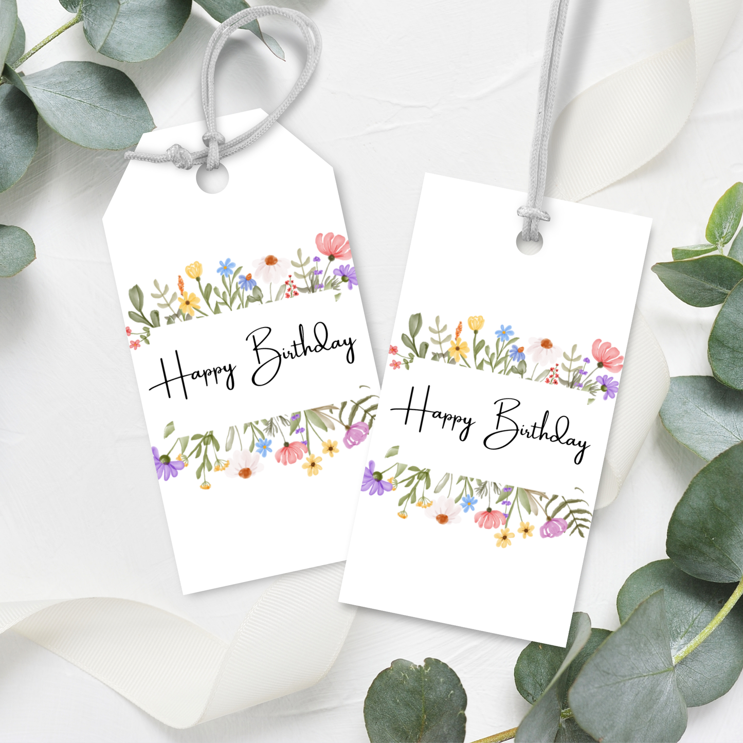 Printable Birthday Gift Tag - Flowers