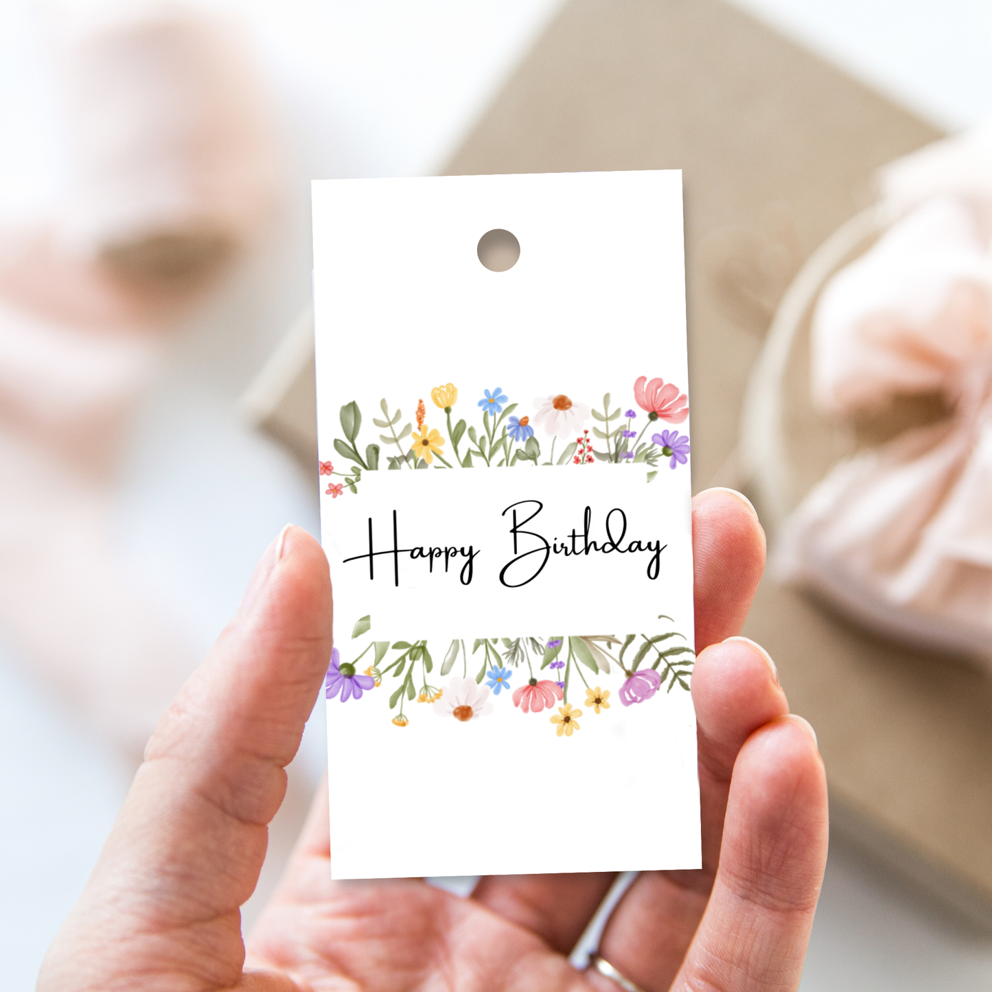 Printable Birthday Gift Tag - Flowers