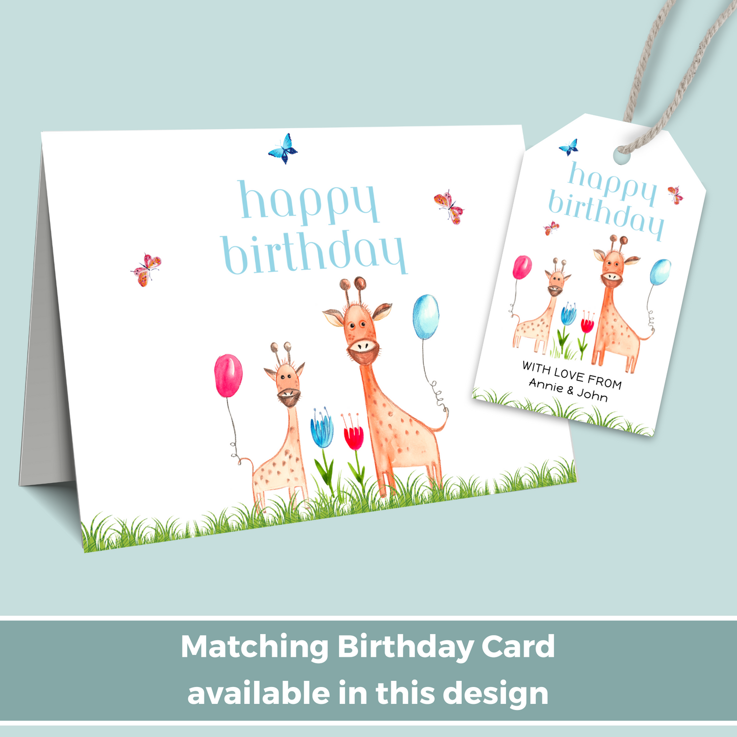 Editable Birthday Gift Tag - Giraffe