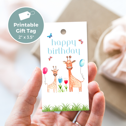 Printable Birthday Gift Tag - Giraffe
