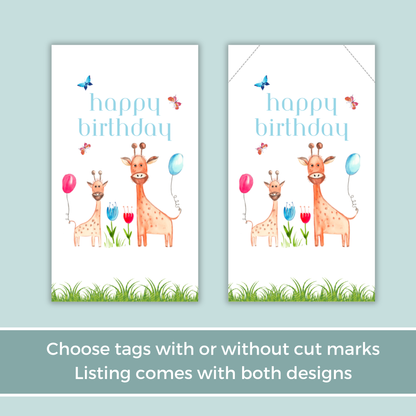 Printable Birthday Gift Tag - Giraffe