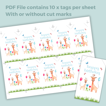 Printable Birthday Gift Tag - Giraffe