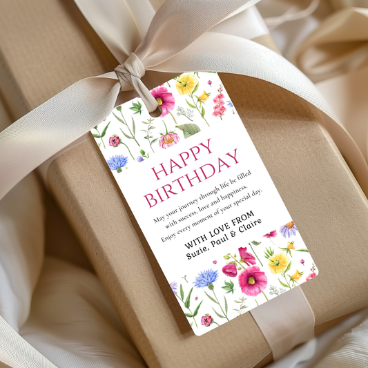 Editable Birthday Gift Tag - Floral