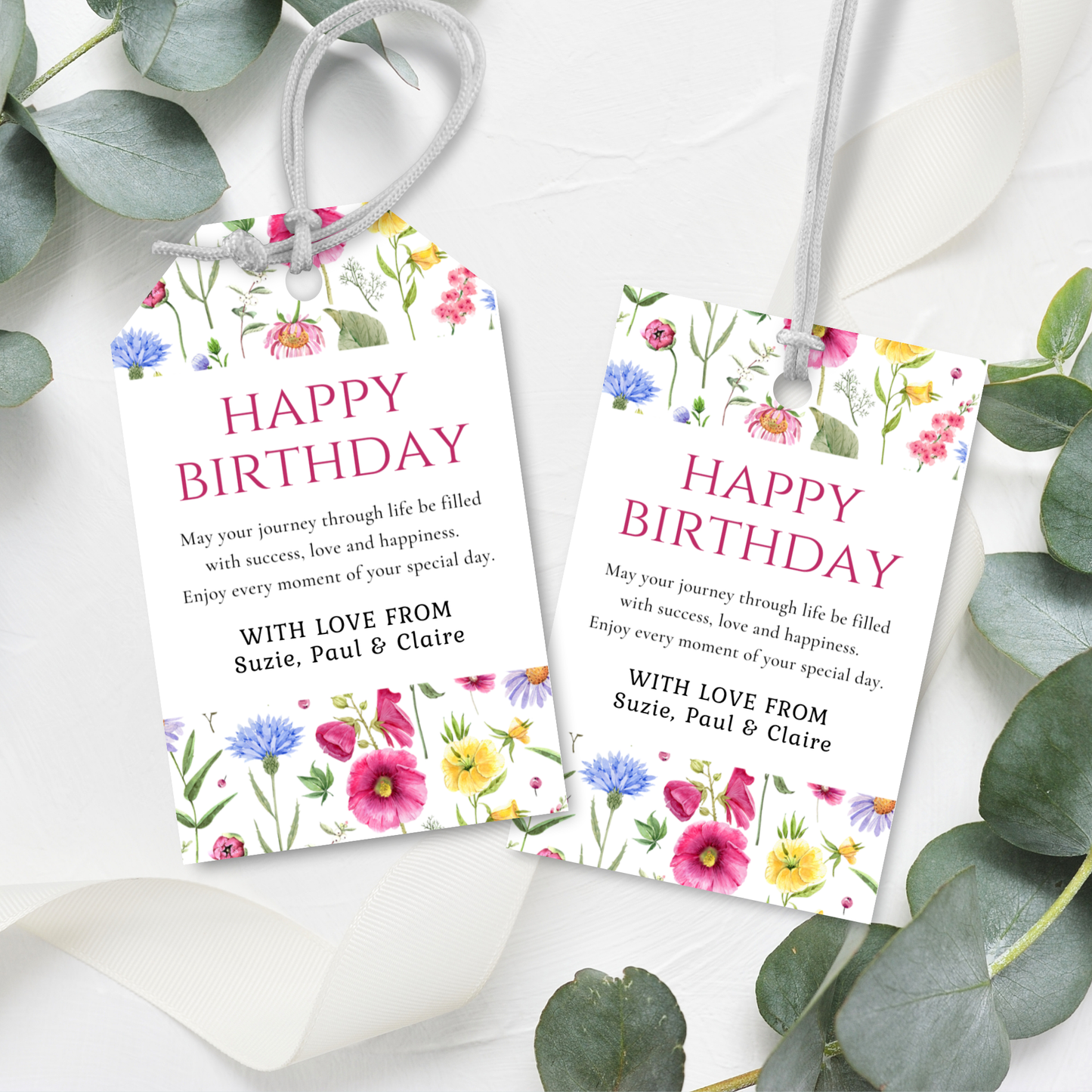 Editable Birthday Gift Tag - Floral