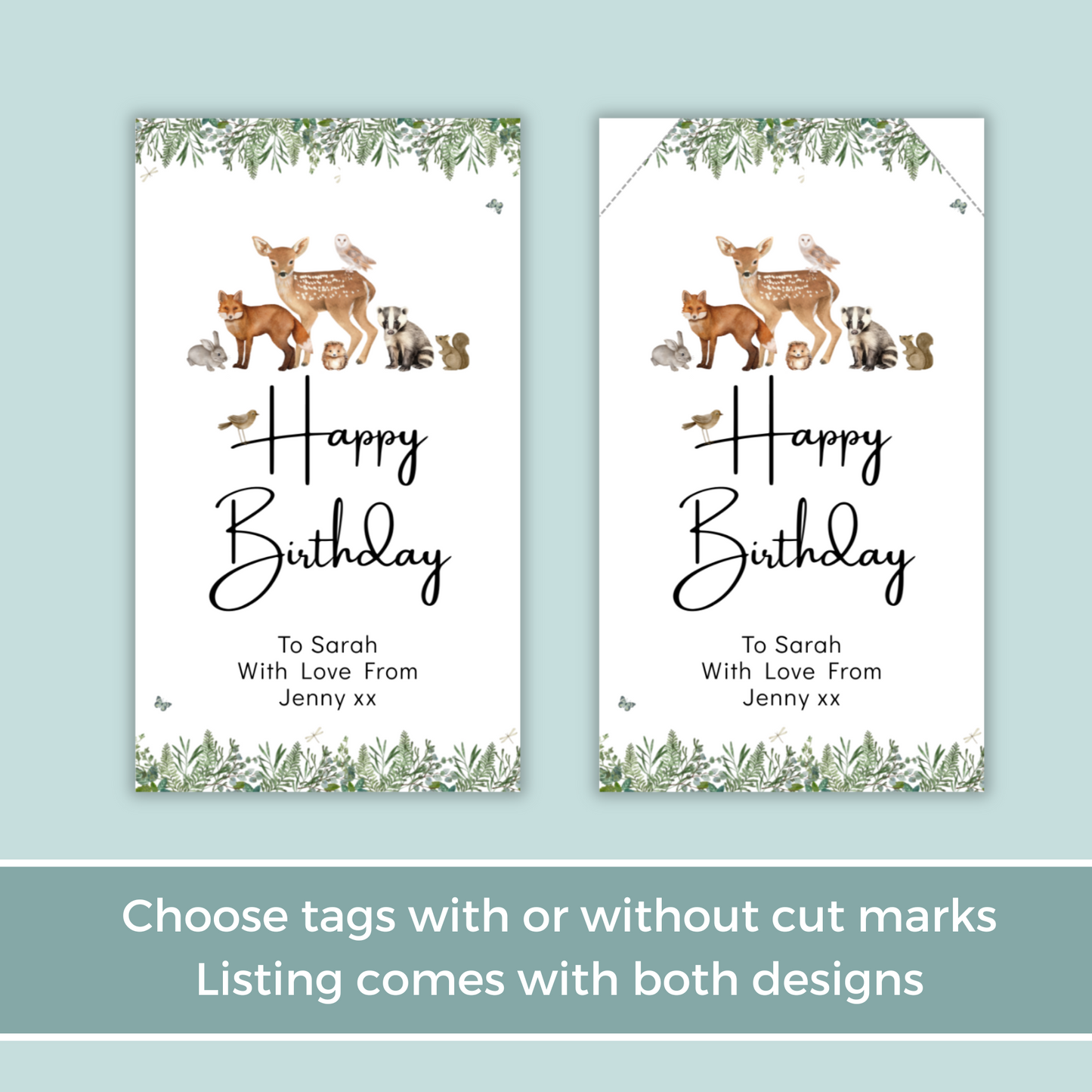 Editable Birthday Gift Tag - Woodland Animal