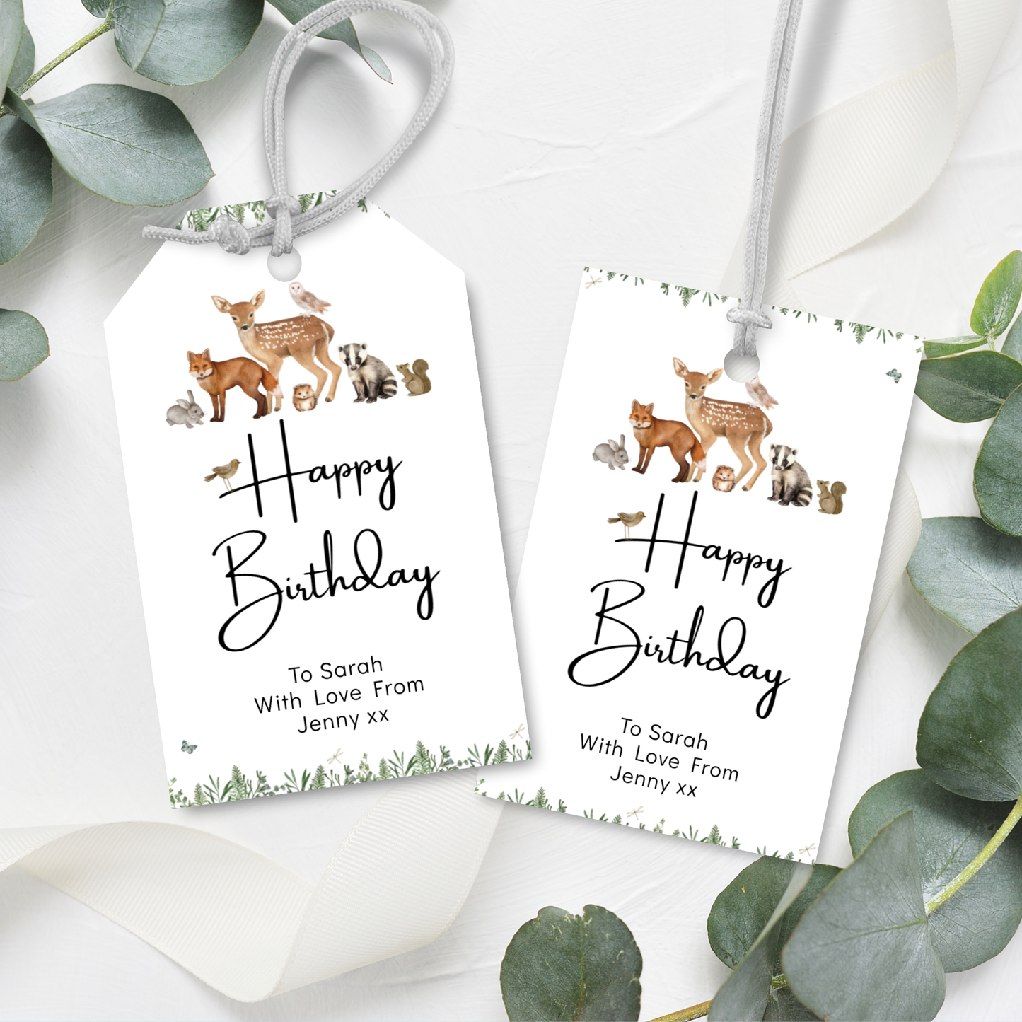 Editable Birthday Gift Tag - Woodland Animal