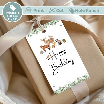 Printable Birthday Gift Tag - Woodland Animal