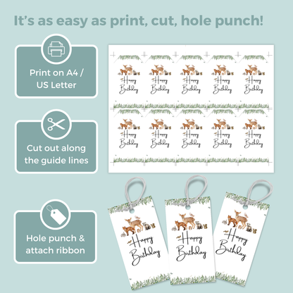Printable Birthday Gift Tag - Woodland Animal