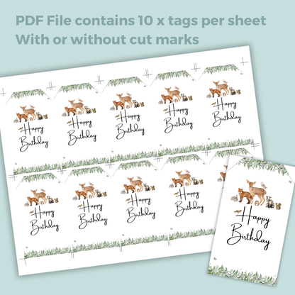 Printable Birthday Gift Tag - Woodland Animal
