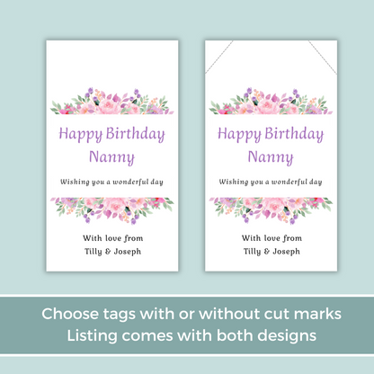 Editable Birthday Gift Tag - Nanny