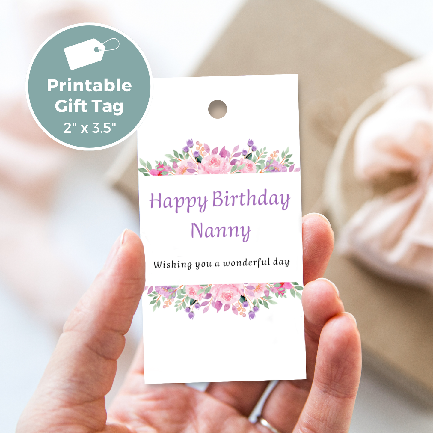 Printable Birthday Gift Tag - Nanny