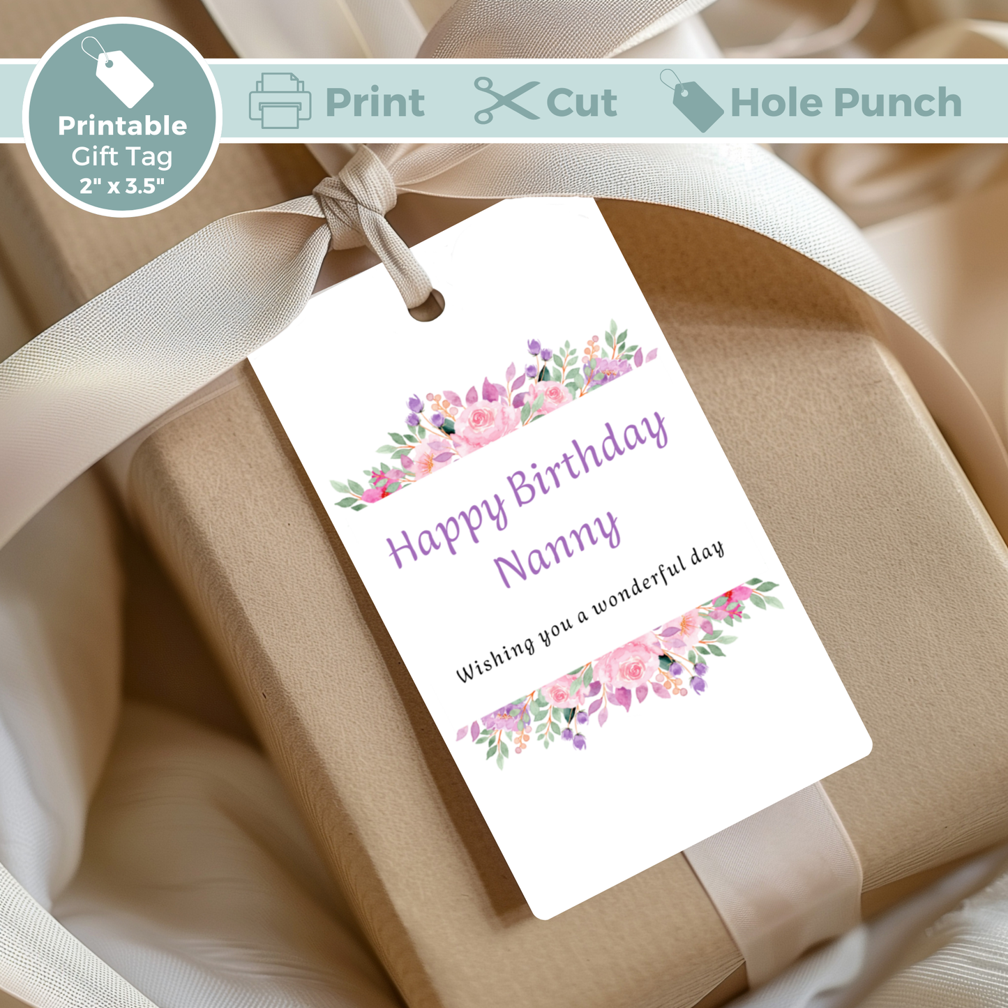 Printable Birthday Gift Tag - Nanny