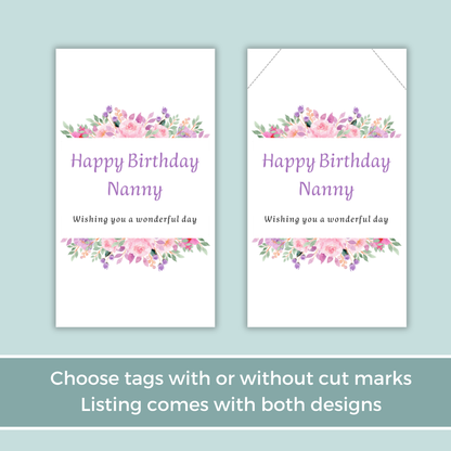 Printable Birthday Gift Tag - Nanny