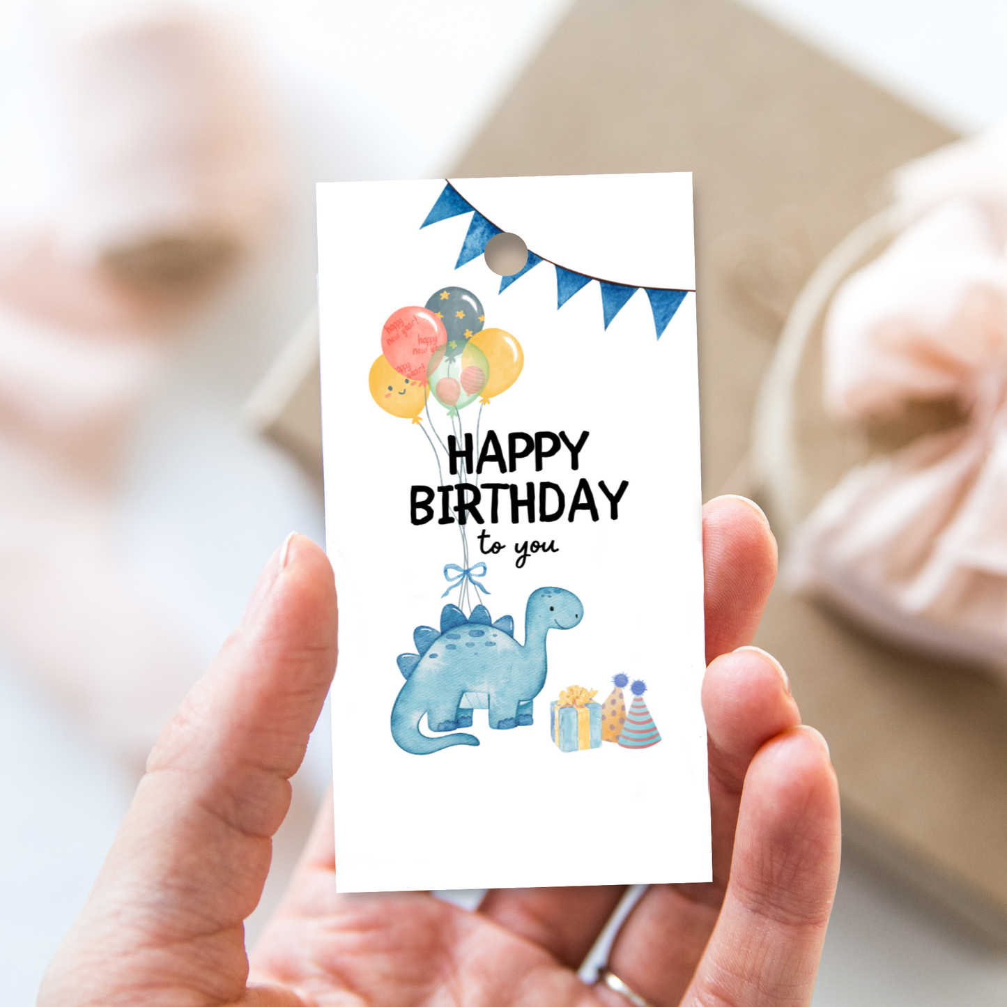 Printable Birthday Gift Tag - Dinosaur