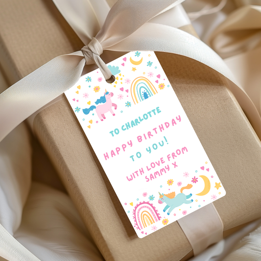 Editable Birthday Gift Tag - Unicorn