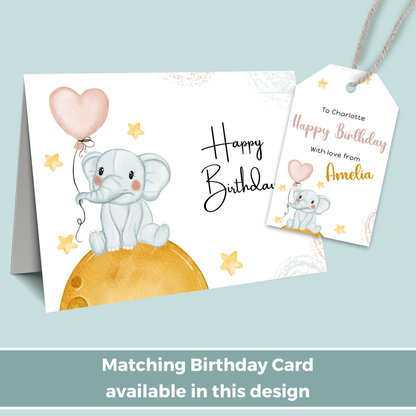Editable Birthday Gift Tag - Baby Elephant