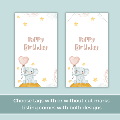 Printable Birthday Gift Tag - Elephant