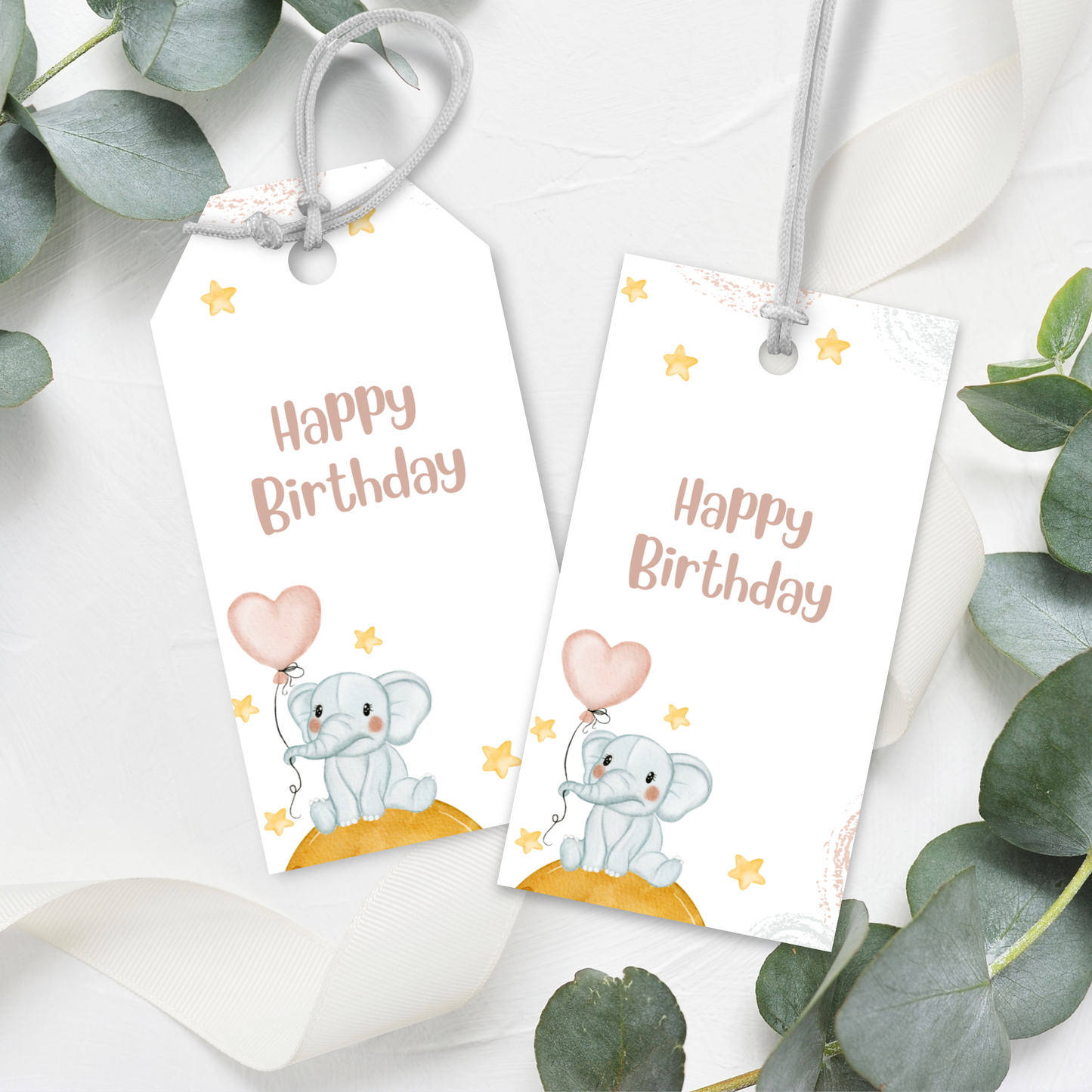 Printable Birthday Gift Tag - Elephant