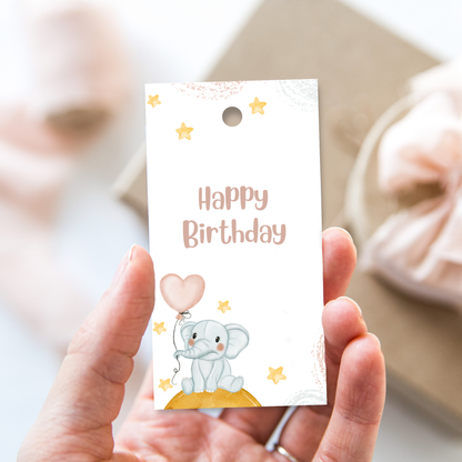 Printable Birthday Gift Tag - Elephant
