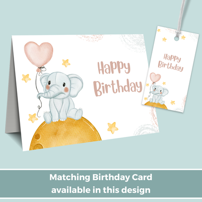 Printable Birthday Gift Tag - Elephant
