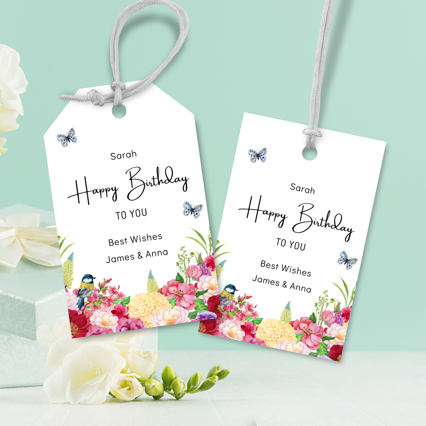 Editable Birthday Gift Tag - Floral