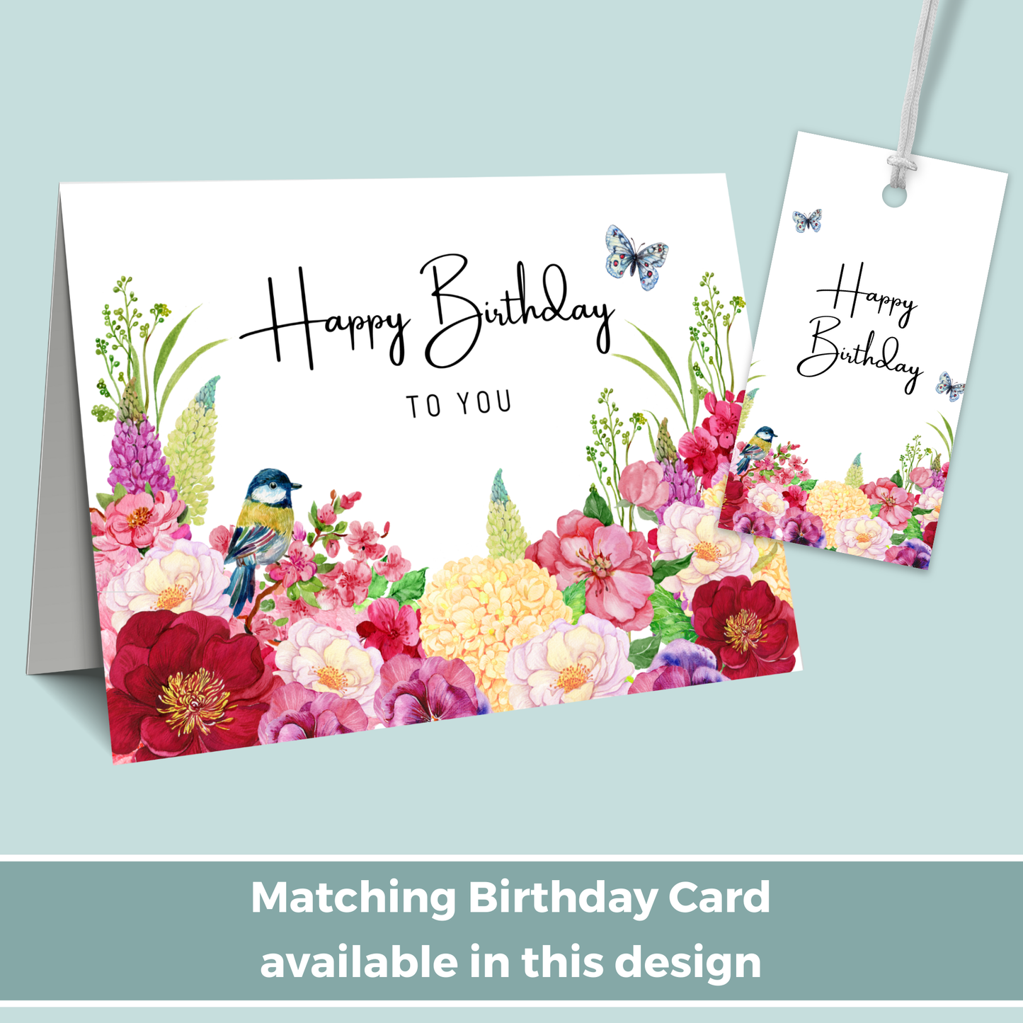 Printable Birthday Gift Tag - Pink Red Flowers