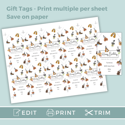 Editable Birthday Gift Tag - Dog