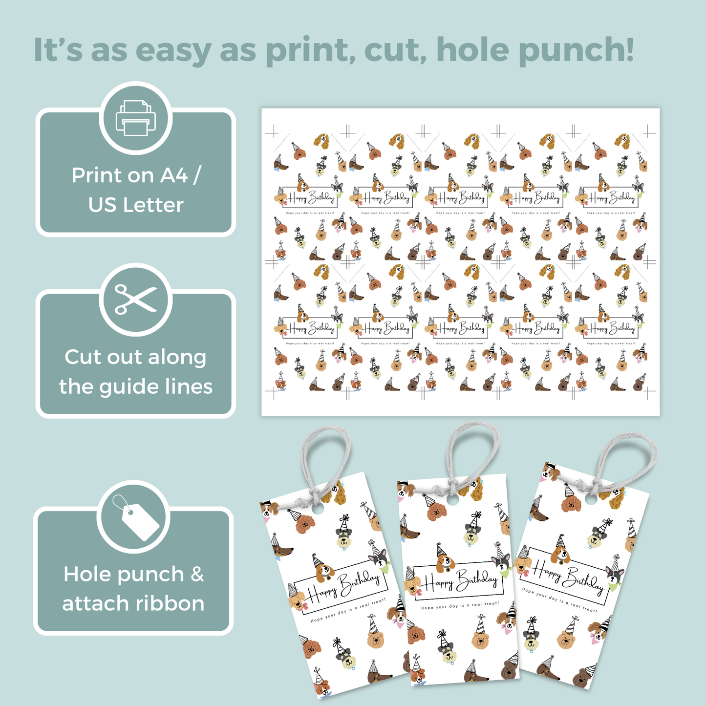 Printable Birthday Gift Tag - Cute Dogs