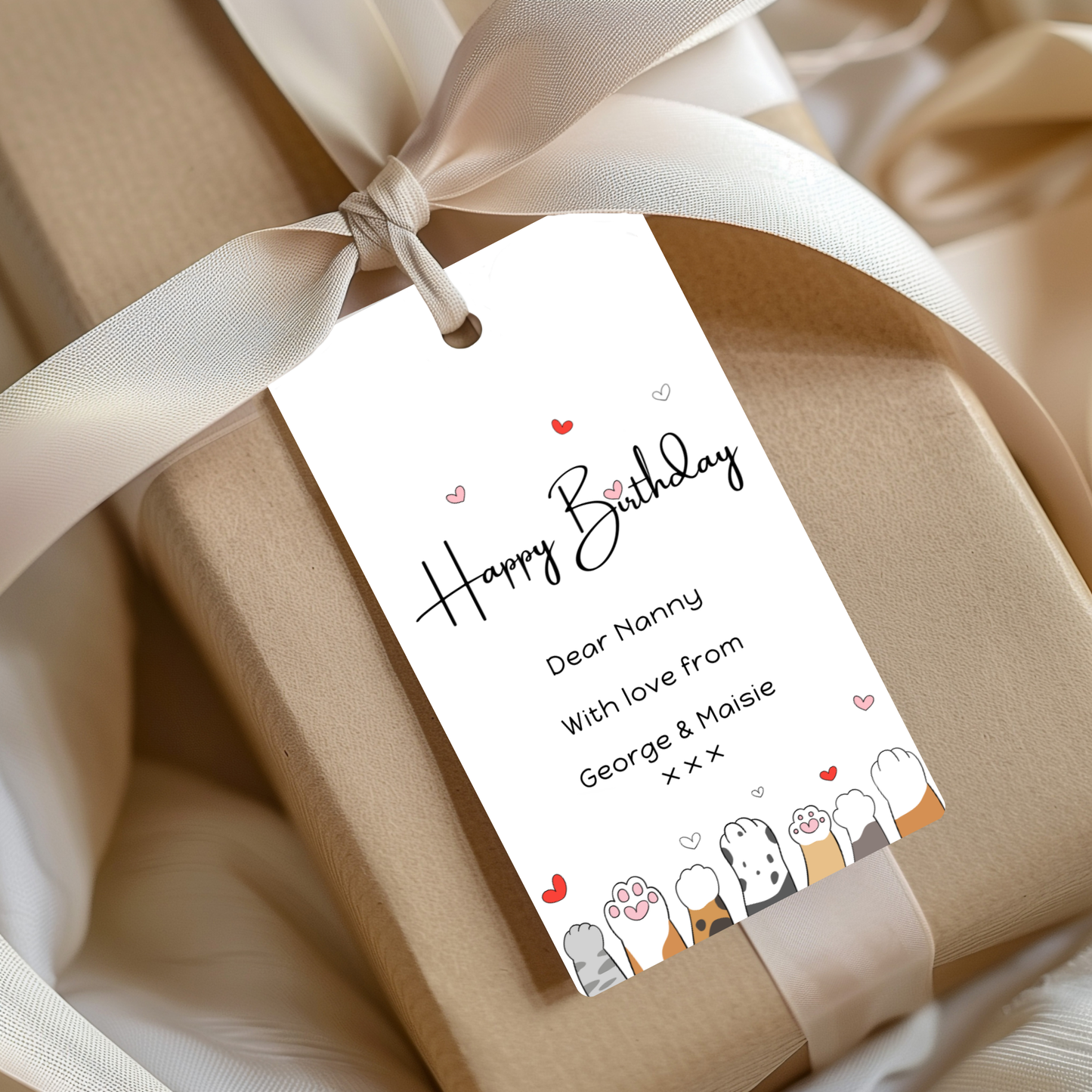 Editable Birthday Gift Tag - Cute Kitty