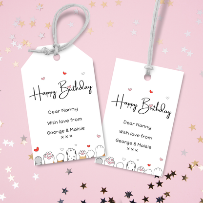 Editable Birthday Gift Tag - Cute Kitty