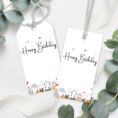Printable Birthday Gift Tag - Cute Cat Paws